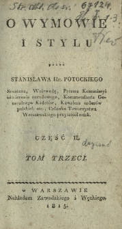O wymowie i stylu. Cz. 2, t. 3