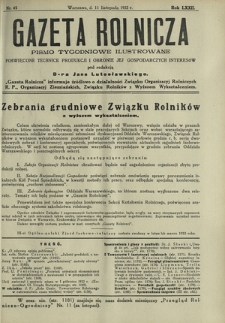 Gazeta Rolnicza : pismo tygodniowe ilustrowane. R. 72, nr 45 (11 listopada 1932)