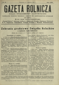 Gazeta Rolnicza : pismo tygodniowe ilustrowane. R. 72, nr 48 (2 grudnia 1932)