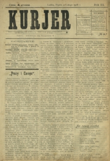 Kurjer / redaktor i wydawca Stanisław Korczak. - R. 3, nr 43 (21 lutego 1908)