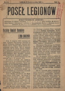 Poseł Legjon&oacute;w : tygodnik ludowy R. 1, Nr 4 (3 paźdz. 1915)