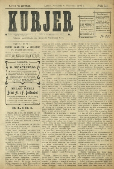 Kurjer / redaktor i wydawca Stanisław Korczak. - R. 3, nr 203 (6 września 1908)