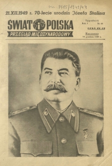 Świat i Polska : przegląd międzynarodowy R. 1 , nr 44 (18 grudnia 1949)