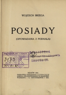 Posiady : (opowiadania z Podhala)