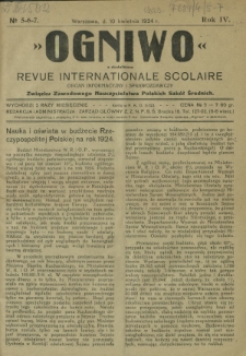 Ogniwo : organ informacyjny i sprawozdawczy Związku Zawodowego Nauczycielstwa Polskich Szkół Średnich R. 4, Nr 5/6/7 (10 kwietnia 1924)