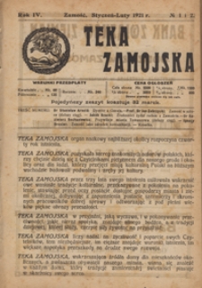 Teka Zamojska R. 4, nr 1 i 2 (stycz./luty 1921)