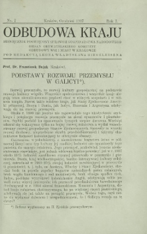 Odbudowa Kraju : miesięcznik poświęcony sprawom gospodarstwa narodowego : organ Obywatelskiego Komitetu Odbudowy Wsi i Miast w Krakowie R. 1, Nr 7 (grudzień 1917)