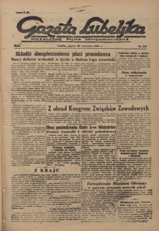Gazeta Lubelska : niezależne pismo demokratyczne. R. 1, nr 217 (28 września 1945)