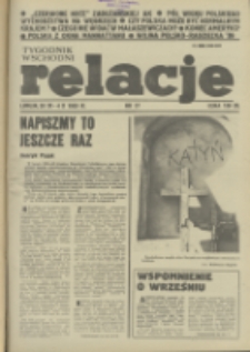 Relacje : tygodnik wschodni. 1989, nr 37 (28 wrzesień-4 październik)