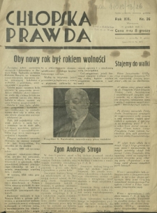 Chłopska Prawda. R. 13, nr 26 (31 grudnia 1937)