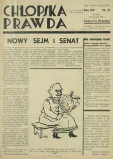 Chłopska Prawda. R. 14, nr 21 (30 listopada 1938)