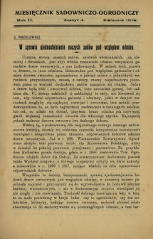 Miesięcznik Sadowniczo-Ogrodniczy : organ Sekcji Ogrodniczej Galicyjskiego Towarz. Gospodarskiego pod red. Antoniego Wróblewskiego. R. 2, z. 4 (kwiecień 1918)