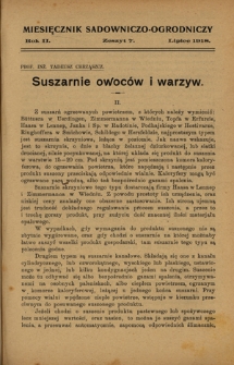 Miesięcznik Sadowniczo-Ogrodniczy : organ Sekcji Ogrodniczej Galicyjskiego Towarz. Gospodarskiego pod red. Antoniego Wróblewskiego. R. 2, z. 7 (lipiec 1918)