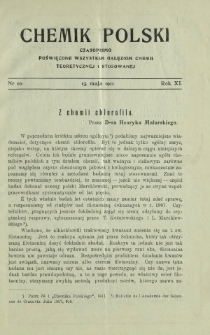 Chemik Polski : czasopismo poświęcone wszystkim gałęziom chemii teoretycznej i stosowanej / red.i wyd. Bol. Miklaszewski. R. 11, nr 10 (15 maja 1911)