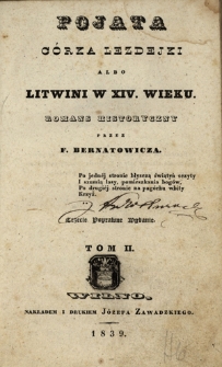 Pojata córka Lezdejki albo Litwini w XIV wieku : romans historyczny. T. 2
