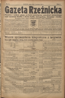Gazeta Rzeźnicka : pierwsze i jedyne pismo polskie poświęcone zawodowi rzeźnickiemu oraz sprawom handlu i chowu bydła, nierogacizny, dziczyzny i drobiu / [red. Teodor Bobowski]. R. 1, Nr 6 (21 stycznia 1914)