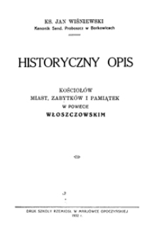 Historyczny opis kościołów, miast, zabytków i pamiątek w powiecie włoszczowskim