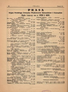 Prasa : organ Polskiego Związku Wydawców Dzienników i Czasopism. Spis rzeczy za r. 1930 i 1931