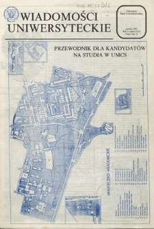 Wiadomości Uniwersyteckie / Uniwersytet Marii Curie-Skłodowskiej R. 2, nr 6=13 (czerwiec 1992)