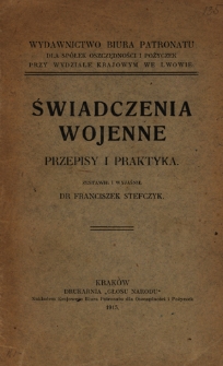 Świadczenia wojenne : przepisy i praktyka