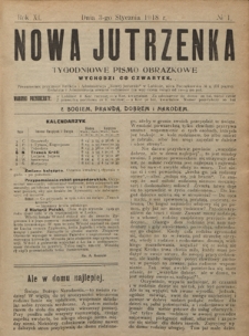 Nowa Jutrzenka : tygodniowe pismo obrazkowe R. 11, Nr 1 (3 stycznia 1918)