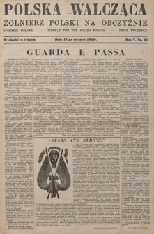 Polska Walcząca - Żołnierz Polski na Obczyźnie = La Pologne en Lutte = Fighting Poland : hebdomadaire militaire. R. 5, nr 23 (13 czerwca 1943)