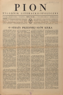 Pion : tygodnik literacko-społeczny R. 3, Nr 49=114 (7 grudnia 1935)