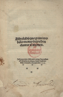 Astrolabii guo primi mobilis motus deprehenduntur Canones