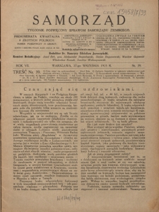 Samorząd : tygodnik poświęcowny sprawom samorządu ziemskiego. R. 7, nr 39 (27 września 1925)