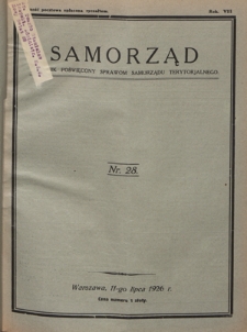 Samorząd : tygodnik poświęcony sprawom samorządu terytorialnego. R. 8, nr 28 (11 lipca 1926)