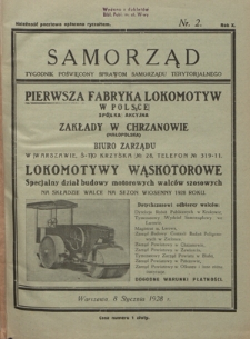 Samorząd : tygodnik poświęcony sprawom samorządu terytorialnego. R. 10, nr 2 (8 stycznia 1928)