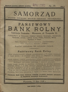 Samorząd : tygodnik poświęcony sprawom samorządu terytorialnego. R. 10, nr 29 (15 lipca 1928)