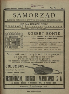 Samorząd : tygodnik poświęcony sprawom samorządu terytorialnego. R. 10, nr 41 (7 października 1928)