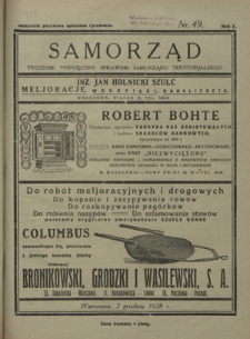 Samorząd : tygodnik poświęcony sprawom samorządu terytorialnego. R. 10, nr 49 (2 grudnia 1928)