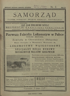 Samorząd : tygodnik poświęcony sprawom samorządu terytorialnego. R. 11, nr 5 (3 lutego 1929)