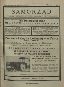 Samorząd : tygodnik poświęcony sprawom samorządu terytorialnego. R. 11, nr 9 (3 marca 1929)