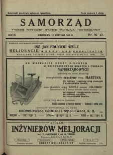 Samorząd : tygodnik poświęcony sprawom samorządu terytorialnego. R. 11, nr 38-39 (29 września 1929)