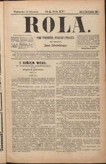 Rola : pismo tygodniowe, społeczno-literackie R. 21, nr 4 (11/24 stycznia 1903)