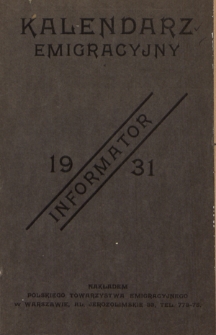 Kalendarz Emigracyjny Informator na rok 1931