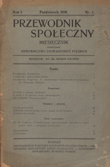 Przewodnik Społeczny : miesięcznik poświęcony kierownictwu stowarzyszeń polskich. R. 1, nr 1 (październik 1919)