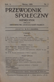 Przewodnik Społeczny : miesięcznik poświęcony kierownictwu stowarzyszeń polskich. R. 10 (1929), nr 3