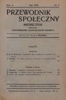 Przewodnik Społeczny : miesięcznik poświęcony kierownictwu stowarzyszeń polskich. R. 10 (1929), nr 5