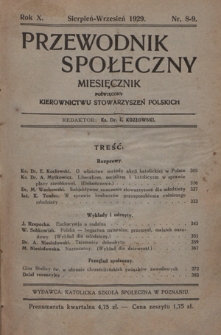 Przewodnik Społeczny : miesięcznik poświęcony kierownictwu stowarzyszeń polskich. R. 10 (1929), nr 8-9