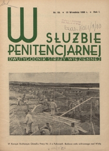 W Służbie Penitencjarnej : dwutygodnik straży więziennej. R. 1, nr 10 (15 września 1936)