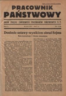 Pracownik Państwowy : organ Związku Zawodowego Pracowników Państwowych R. P. R. 2, nr 3 (1947)