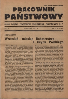 Pracownik Państwowy : organ Związku Zawodowego Pracowników Państwowych R. P. R. 2, nr 8/9 [11/12] (wrzesień 1947)