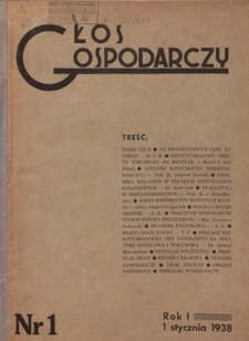 Głos Gospodarczy. R 1, z. 1 (1 stycznia 1938)