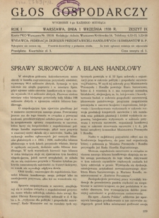 Głos Gospodarczy. R 1, z. 9 (1 września 1938)