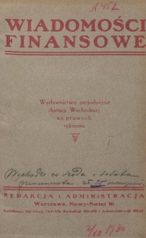 Wiadomości Finansowe : wydawnictwo perjodyczne Ajencji Wschodniej R. 5, nr 452 (2 lipca 1930)