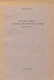 Metoda różnic i metoda kwadratów różnic : referat dyskusyjny